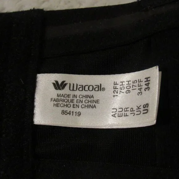 Wacoal Black Bra 34H USED - Picture 4 of 5